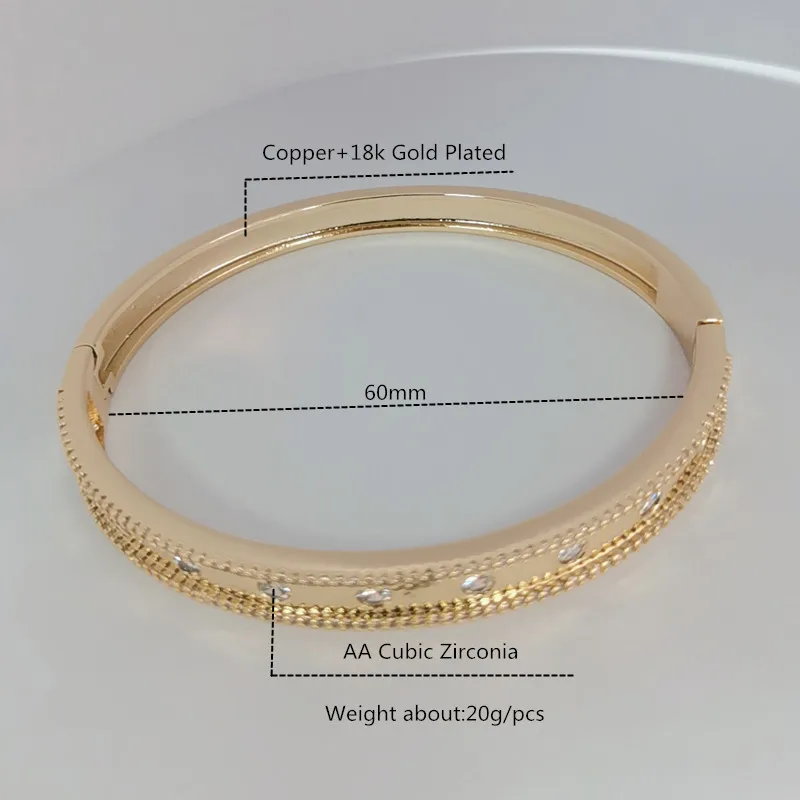 Fine Fashion Jewelry Cubic Zircon Stone Cuff Bangles Custom Italian Charm Bracelet