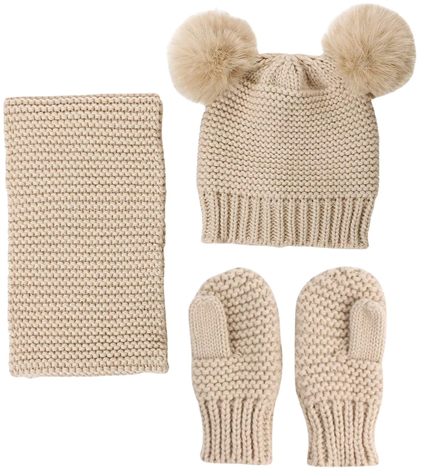 Baby Hat Scarf Glove Three Pieces Set New Winter Cute Crochet Girls Kids Knit Hat Thick Warm Fancy Princess Girls hats
