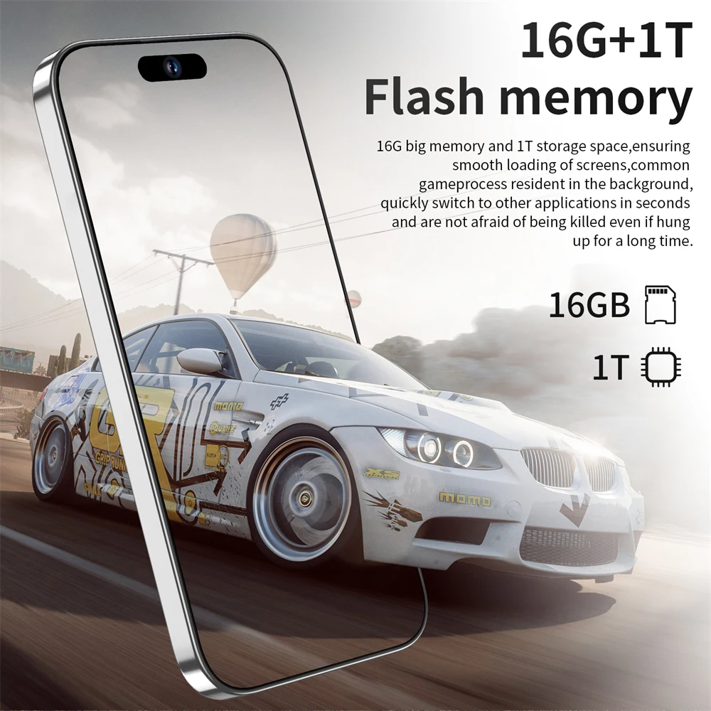 2023 Новый дешевый мобильный телефон 6 7 дюймов i15 Pro Max Оригинальный полноэкранный идентификатор лица 16 г + 1 ТБ 5 Сотовый 6800 мАч сотовые телефоны сделка