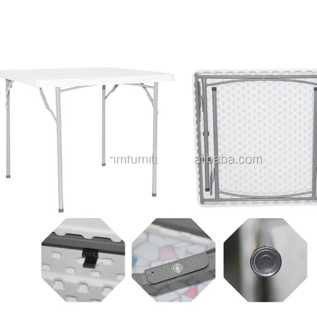 Modern plastic folding square table for dining, card game, study, picnic