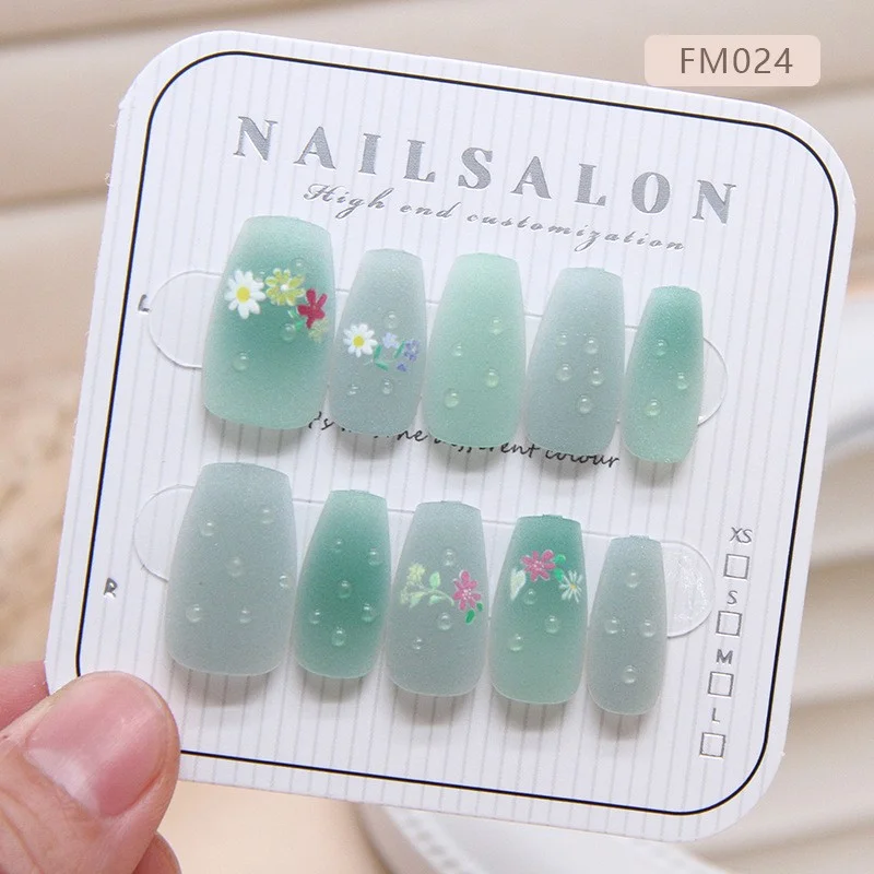 White Armor Stiletto Ballerina Pattern 3D French Artificial Fingernails Easy Glue Elegant Custom 24pcs Pressed Acrylic Model