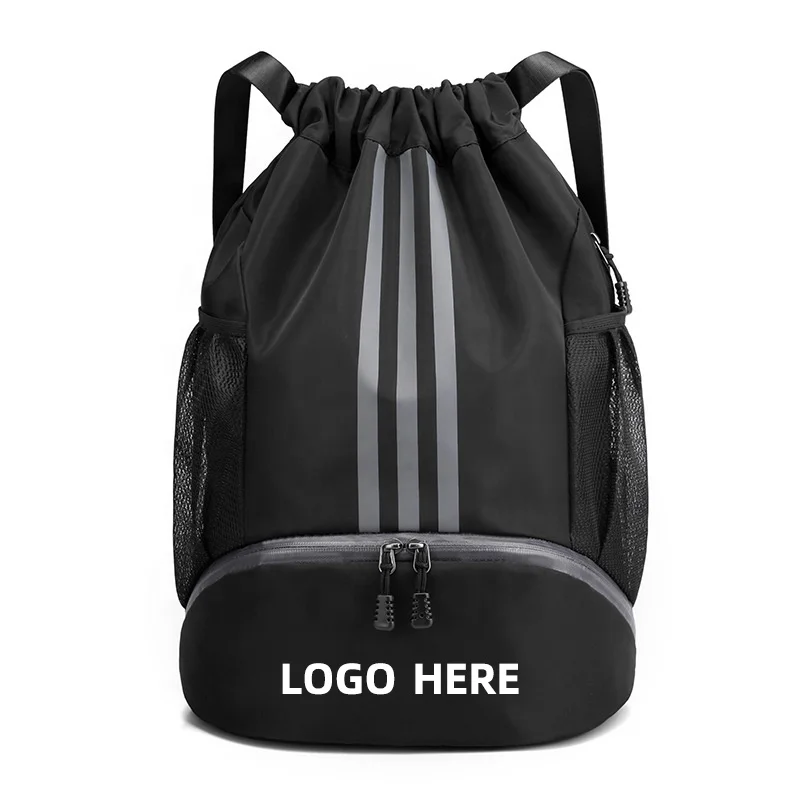 Hot Customized LOGO Oxford Fitness Draw String Backpack Basketball Mesh Waterproof Sports Gym Drawstring Bags With Zipper