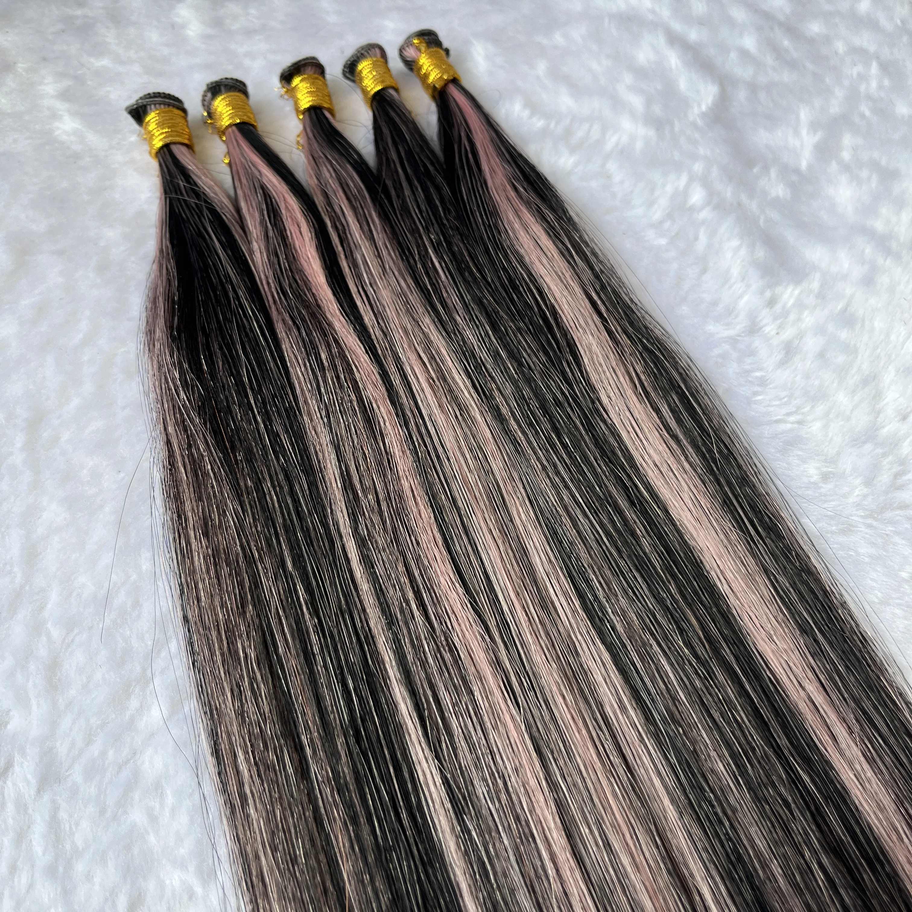Qicai прямые человеческие волосы Remy русские накладные индивидуальные двойные натянутые вручную для наращивания