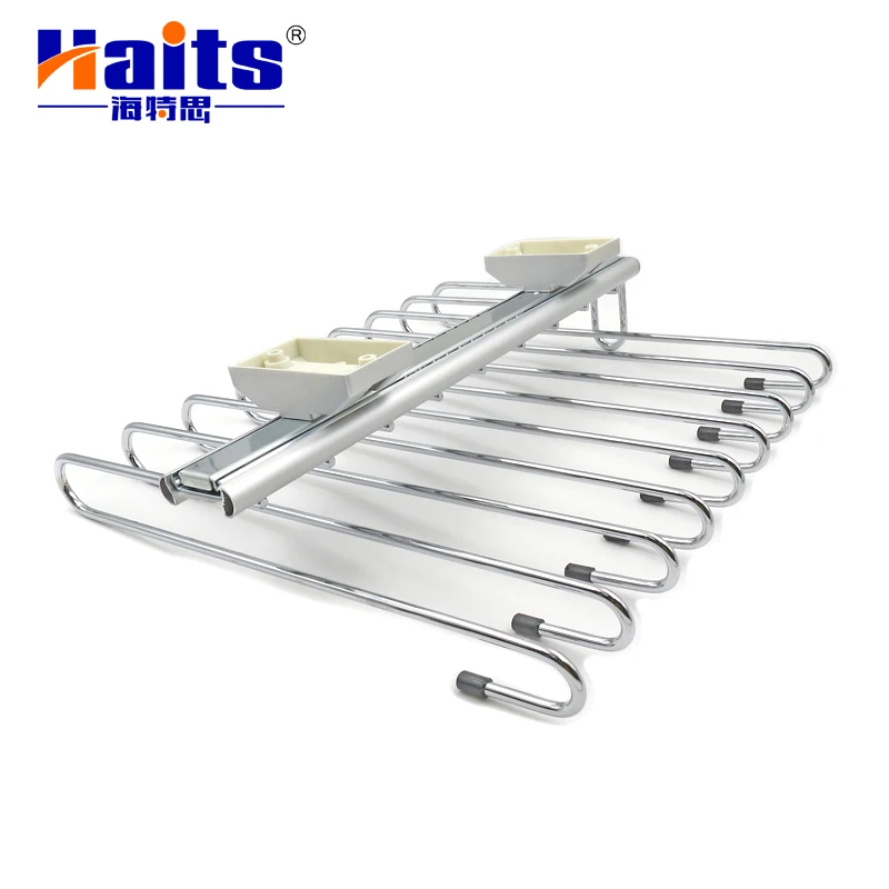 Wholesale Wardrobe Fittings 400mm Wardrobe Pull Out Top Mount Trousers Rack Soft Closing Slide Trousers Rack