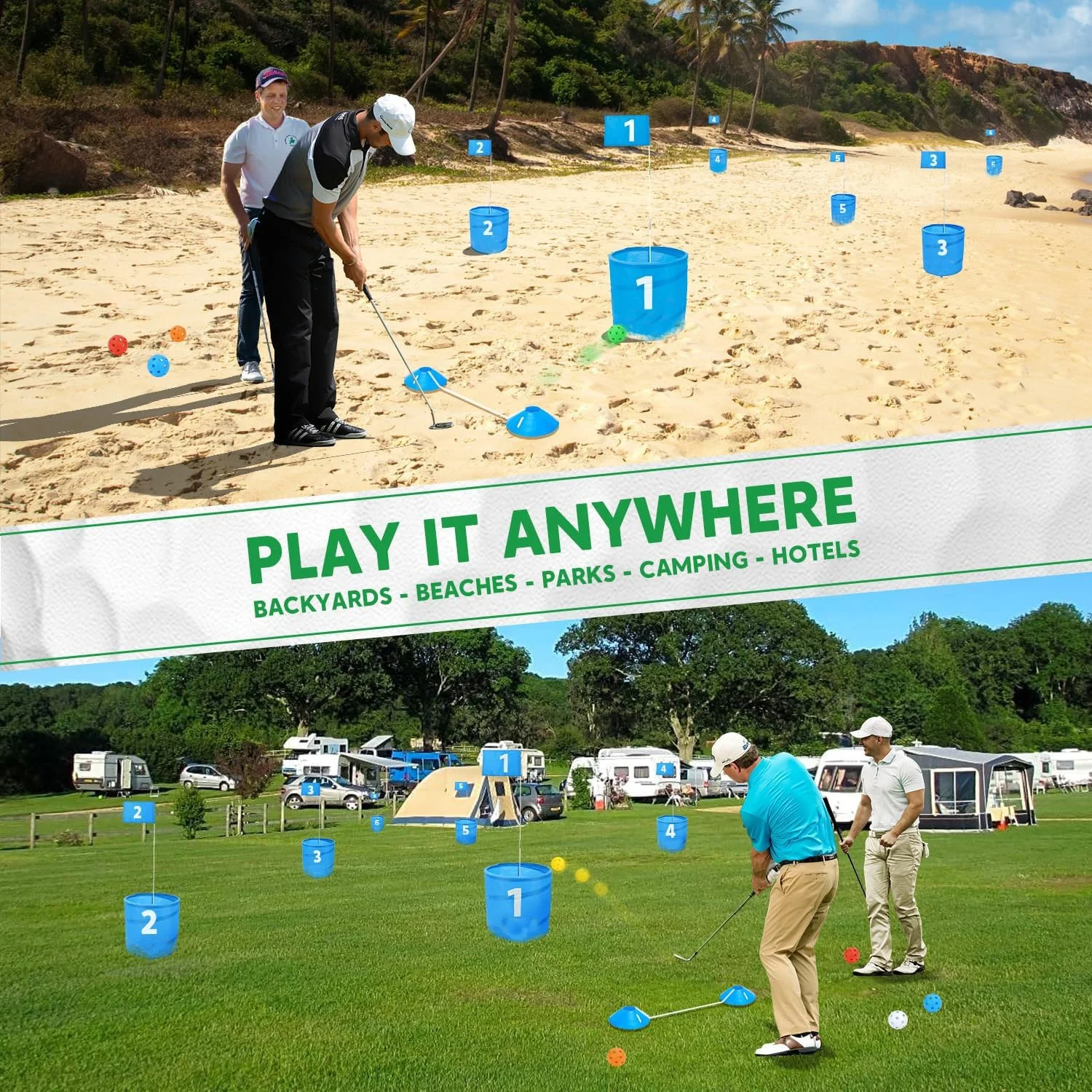 Golf Bucket Game The Ultimate Portable Backyard Outdoor Beach Golf Chipping Game With Buckets