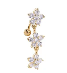 BELLEGIRL 2021 wholesale unique Stainless steel zircon Upside down zircon plum gold belly button ring dangling nose rings