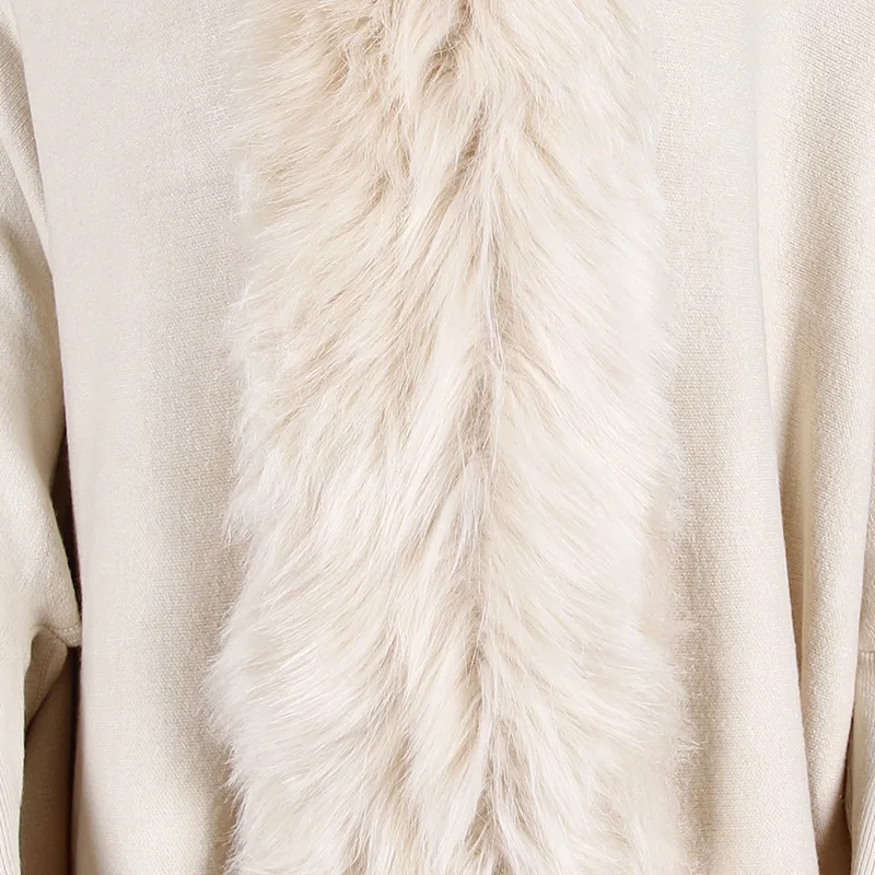 Sweater Oversize Autumn Winter Clothes Women Fur Collar Shawl Cape Streetwear Knitted Tassel