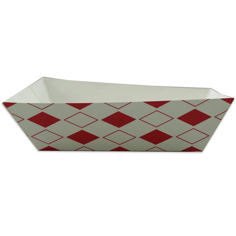 Carnival Durable Coated Paperboard Basket Grease Resistant 3 Lb Concession Stand Treats Hot Dogs Ice Cream Paper Food Trays