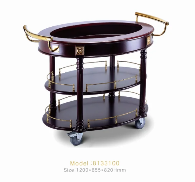 Hotel Restaurant Wooden Food Cart Service Trolley