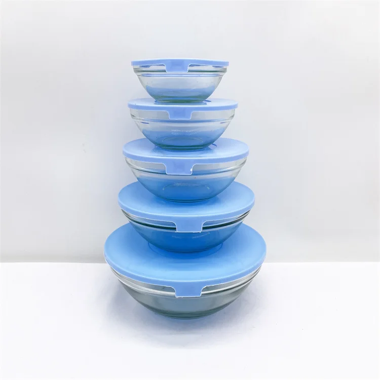 Factory direct price 5-piece glass bowl set   salad bowl   Glass bowl set
