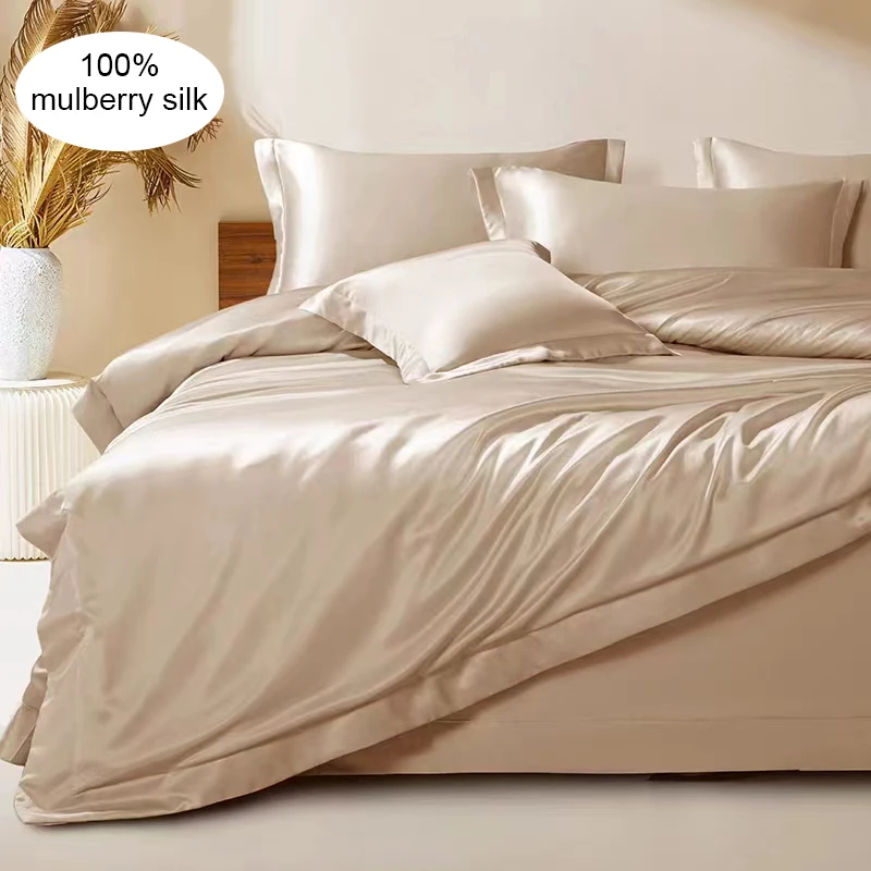Oeko Tex 6A Grade Silk Fitted Sheet King Size 100% Silk Bedsheets 22mm Pure Silk Bed Sheets Mulberry Bedding Sets