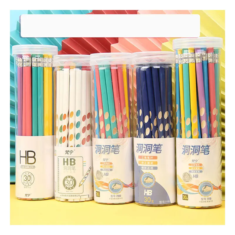 JPS OEM Matita Colored Pencils Sublimation Student HB Pencil With Holes