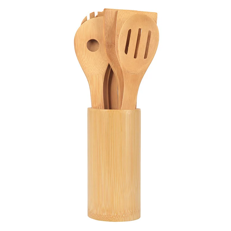 Tools Set Cooking Utensils Kitchen Accessories OEM Logo Time Pcs Color Printing Eco 6 Pieces Bamboo Kitchen Cookware