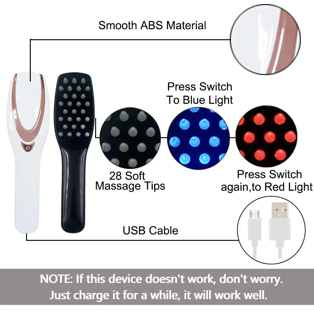Home Electric Laser Hair Growth Comb anti Hair Loss Massage Therapy Infrared Red Light Vibration Hair Massage Brush