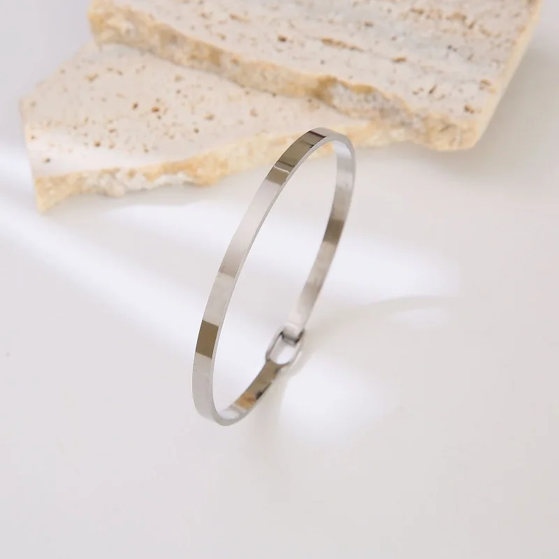 Open Armreif Armband Blank Flexible 4mm Women Custom Logo Engraving Jewelry Stainless Steel Bangles Bracelet