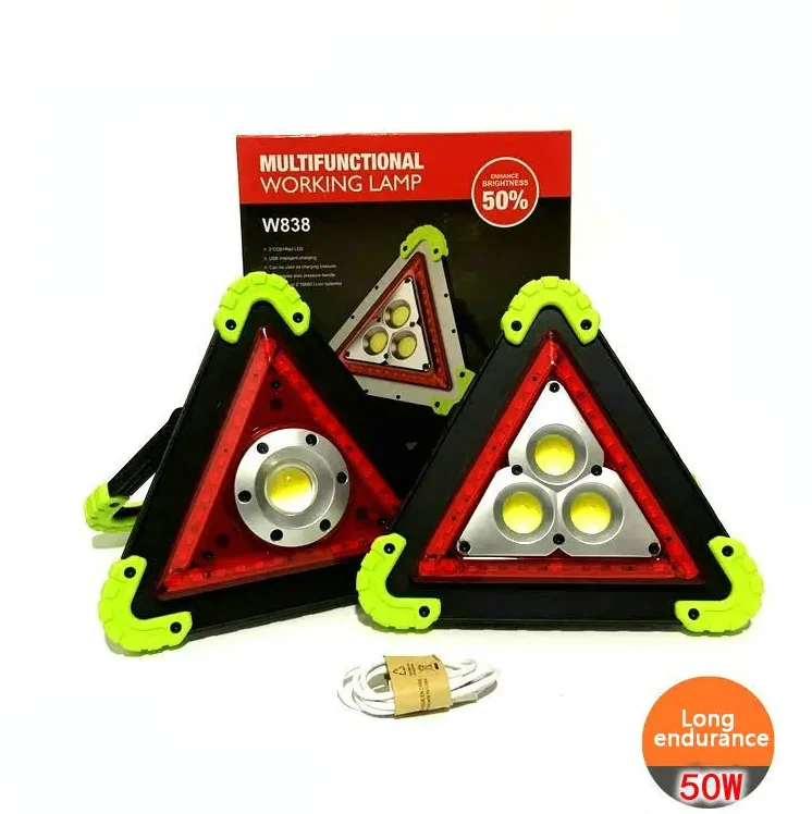 LED warning light portable car mini triangular work light COB floodlight camping light