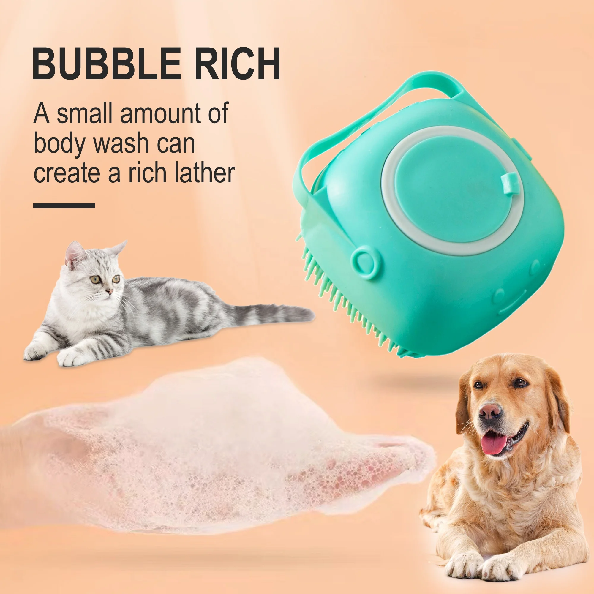 Hot Installed Shower Gel Liquid Shampoo Pet Brush Cat Dog Silicone Pet Bath Brush Pet Supplies