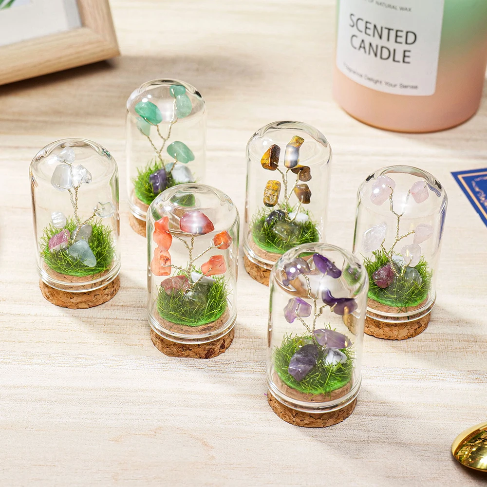 Wholesale of natural crystal carvings Crystal chips tree mineral standard bottle spiritual healing home decoration