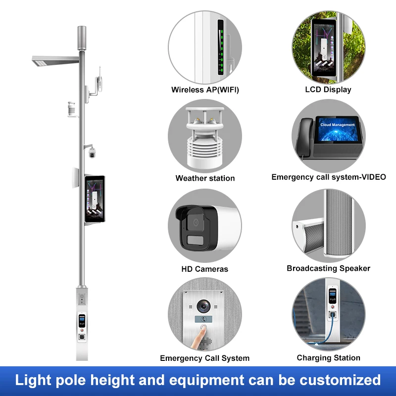 Gebosun Factory Direct Supplier Smart Light Pole LCD Display Wifi HD Cameras For Landscape Beautification