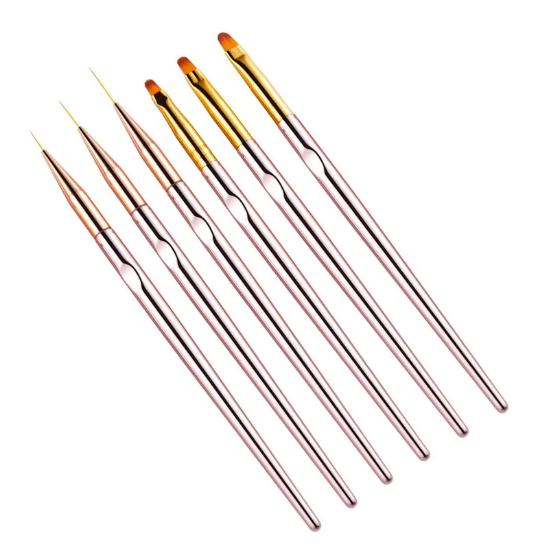 Miyaup rose gold beauty nail liner brush set 6 pcs/set round head nail decor fashion Korea style phototherapy pen brush