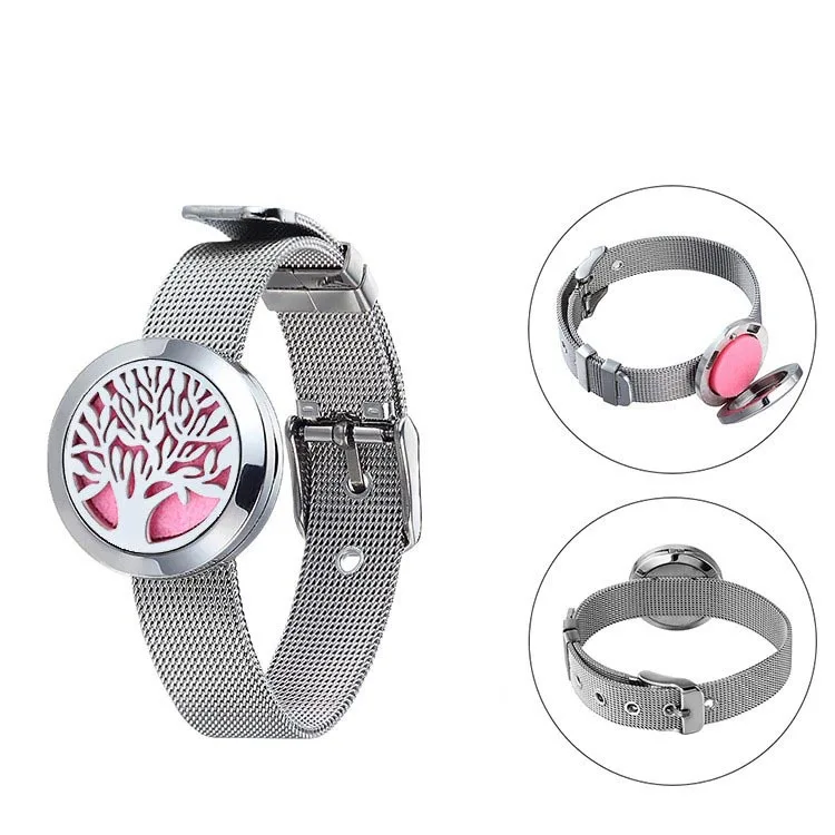 Stainless Steel Magnet Hollow Perfume Aromatherapy Essential Oil Watch Strap Bangles Titanium Steel Perfume Diffusion Bracelet