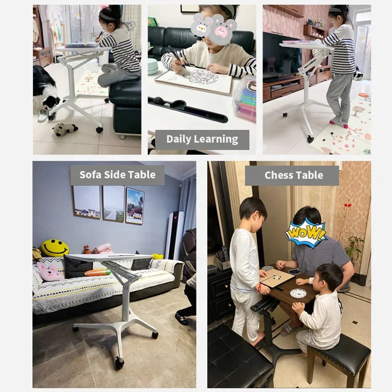 Pneumatic automatic lifting writing desk standing movable computer desk lectern simple office desk