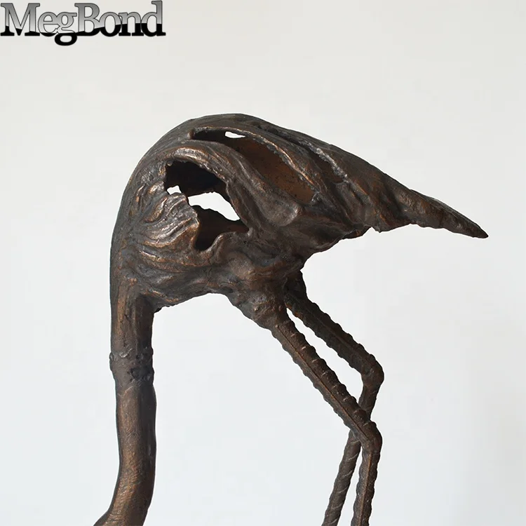 Cast iron antique copper flamingo, high value metal garden decor, latest new garden metal decoration