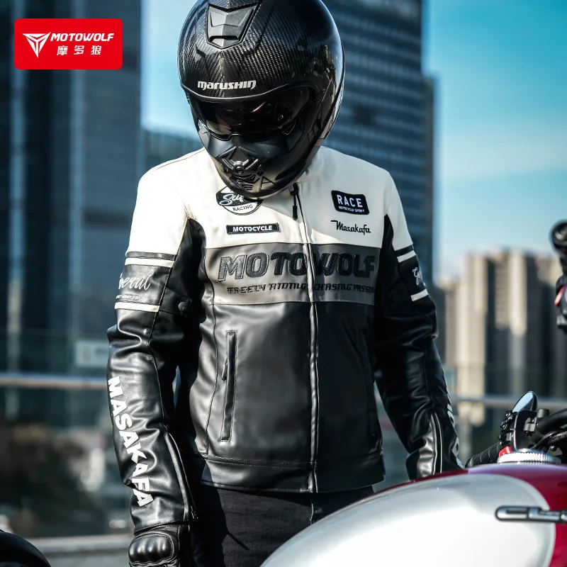 Motorcycle JM1 retro leather jacket with protector gear PU leather jacket for superbike dirt bike