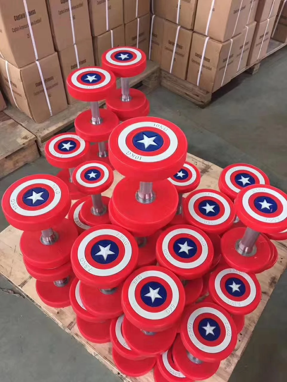 American Hot Sell Captain Rubber CPU Round Fixed Dumbbell Set