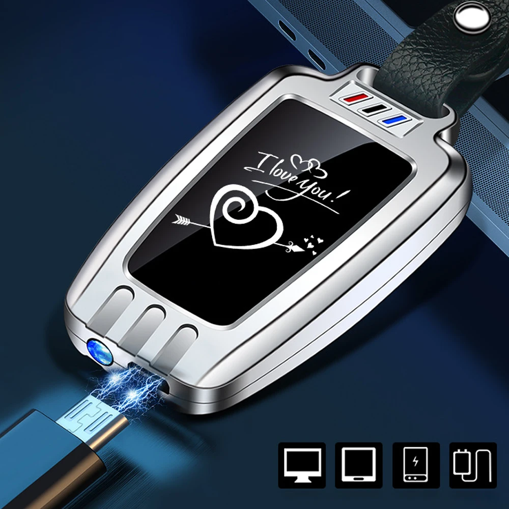 USB Electric Lighter Keychain Dropship Suppliers Creative Cool Windproof Car Key Lighters Smoking Accessories Gift For Men