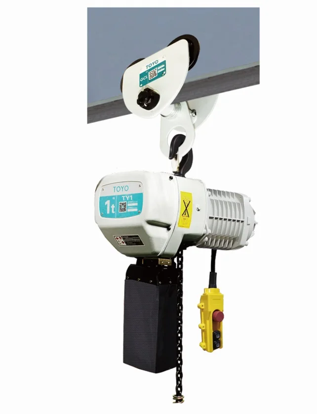 Toyo Single Phase Winch Hoist Wireless Remote Control 1 2 Ton Electric Chain Hoist With Trolley