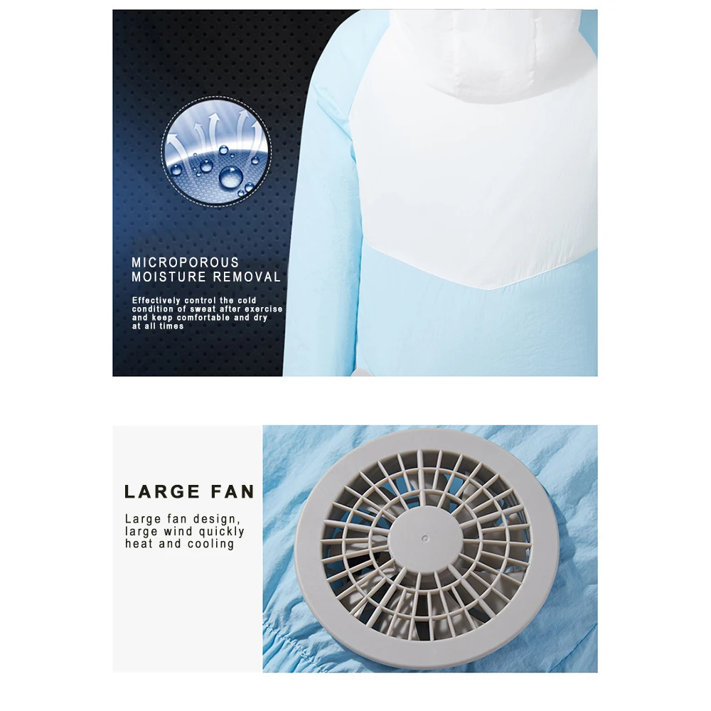 Evaporative Air-Conditioned Clothes for 13 Hours of Cooling 3 Speed Adjustable Outdoor Activities Cooling Fan Jackets