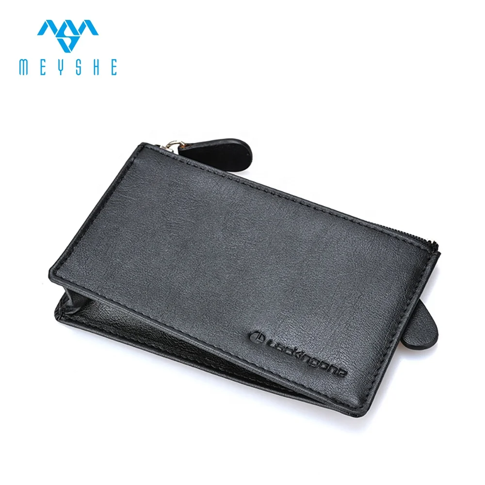 Unisex Handmade Genuine Black Leather Coin Purse with Cheap Zipper Fashionable Daily Use Case or Stylish Lady Gift Idea