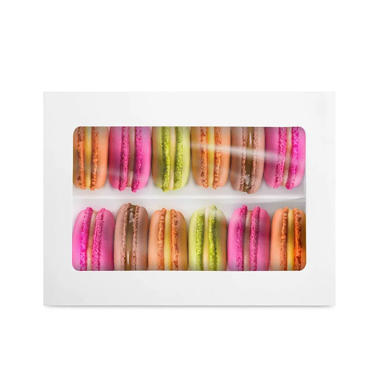 Eco-friendly Take Away Bakery Box Foldable Kraft and Cardboard Paper Boxes for Macaroni Cookies
