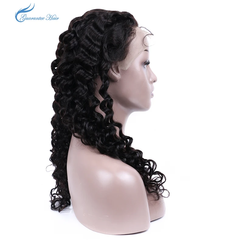 
Overseas Factory Price wholesale #1b natural color deep wave curly half lace wig frontal wig 