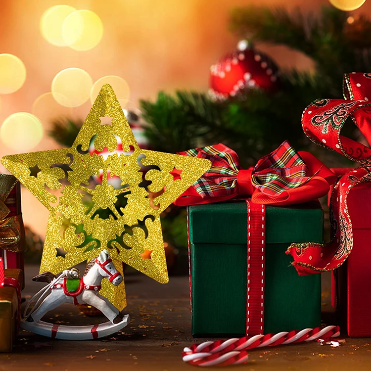 Wholesale 3D Whirling Christmas Tree Decoration Light Gold Blue Silver Star LED Projection Lamp