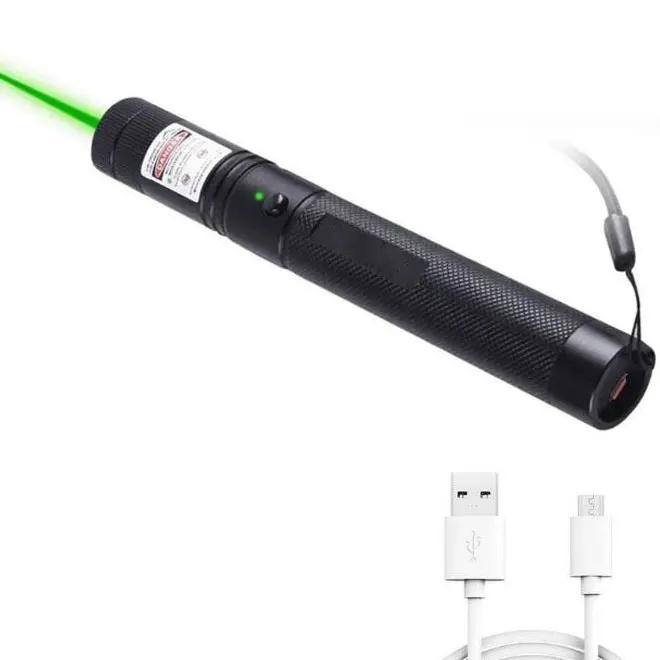 Powerful 532nm Green LED Built-in Battery 303 Laser Flashlight For Outdoor  Hunting