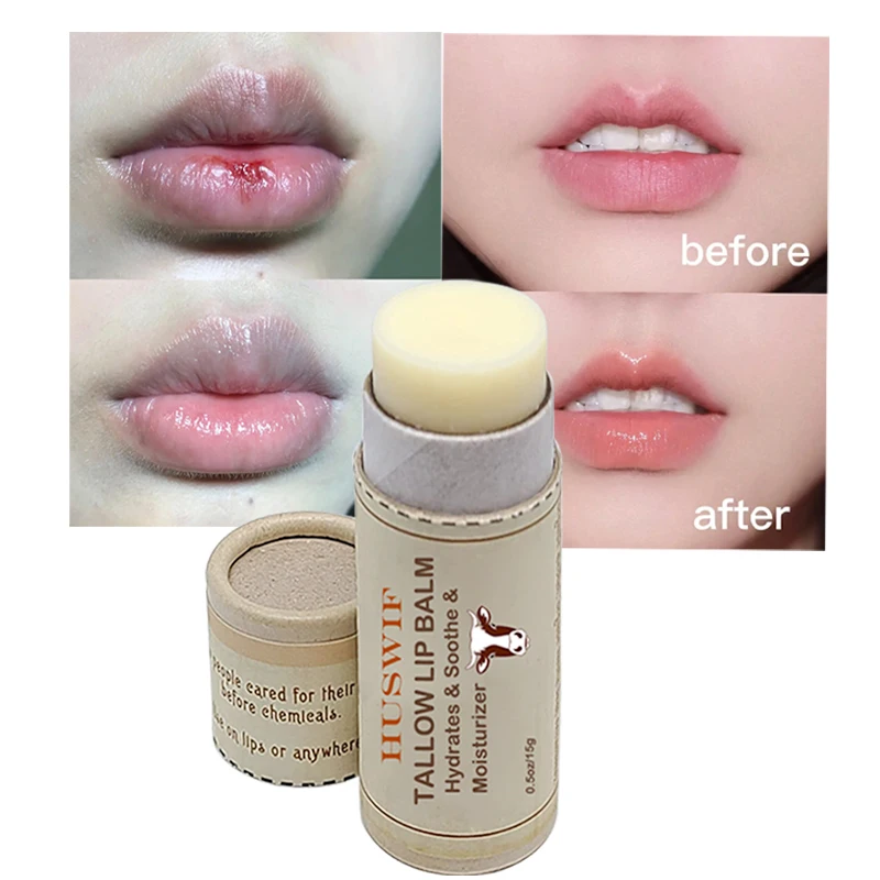OEM Pure Grass-Fed Moisturizing Beef Tallow Lip Balm Hydrates & Soothes Dry Lips