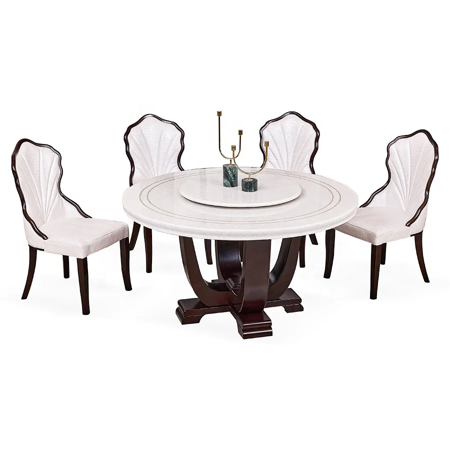 Luxury durable chairs and tables indoor comdores solid wood marble top table 4chairs 6chairs 8seater dining tables