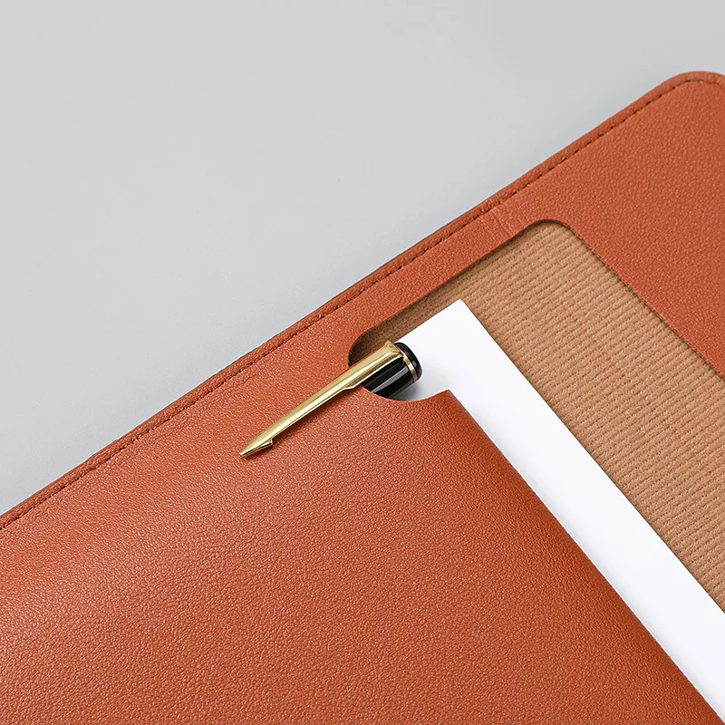 A6 Wallet File Bag PU Leather Bag Paper File Pouch with Magnetic Closure Custom Logo Printing File Folder Envelope Document Bag