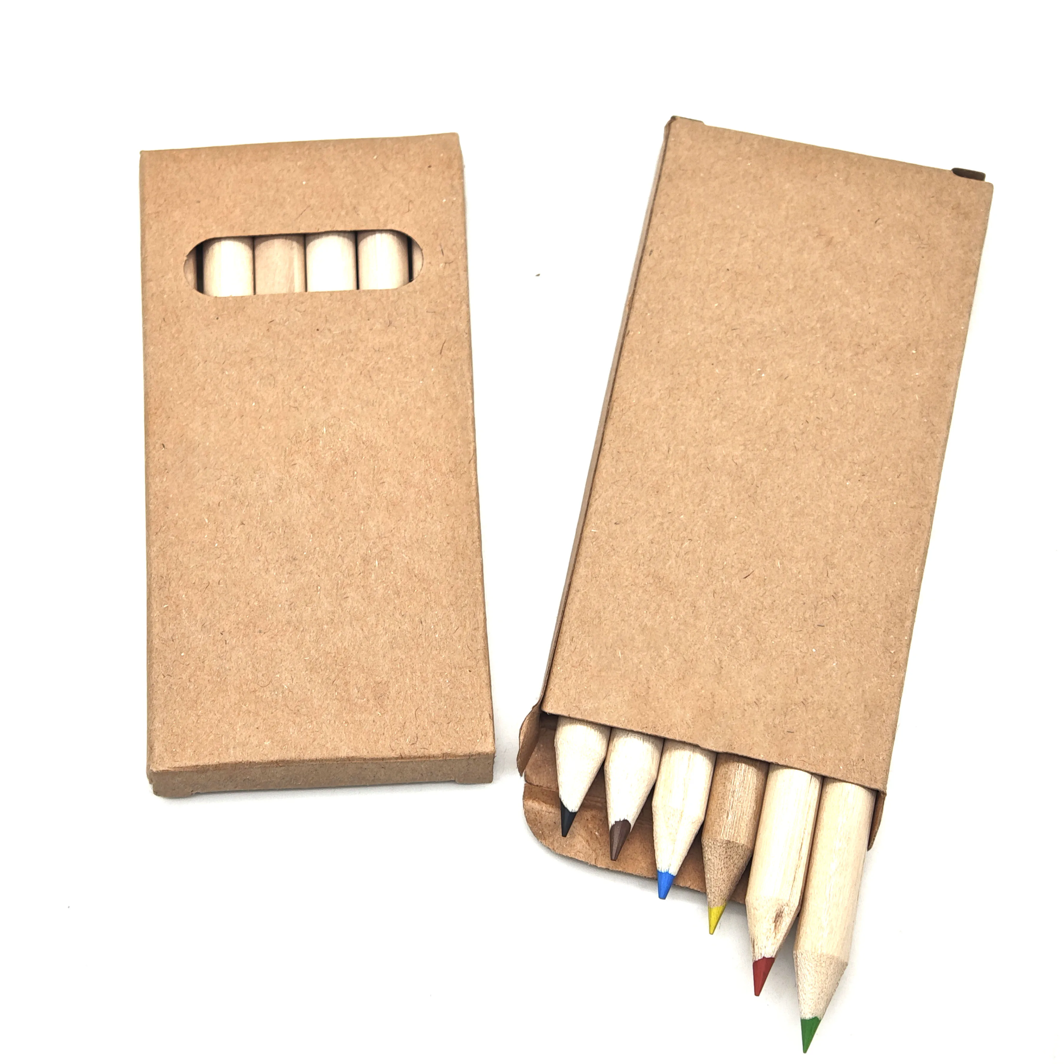 Hot Sale 3.5 Inch Colored Pencils Mini Color Pencil Set Custom Logo Wooden Colourful Pencils with Kraft Paper Box