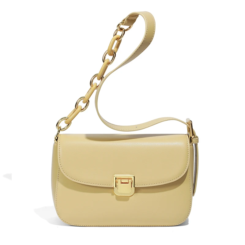 Оптовая продажа с фабрики, женская сумка через плечо из натуральной кожи желтого цвета