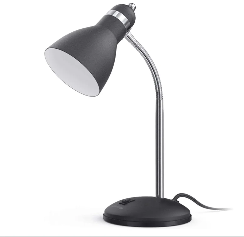 Metal Desk Lamp, Eye-Caring Table Lamp, Study Lamps with Flexible Goose Neck for Bedroom and Office