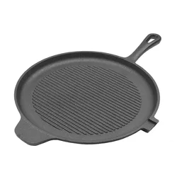 Wholesale Non stick Cast Iron Camping Round Frying Pan Pre Seaoned Griddle Grill Pan For outdoor and Kitchen Cooking