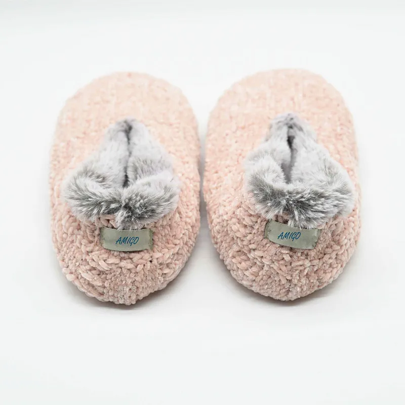 Solid high quality slipper socks warm chenille with fur bedroom home socks for lady