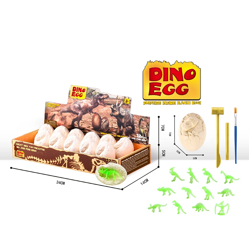 New Educational Science Stem Toys Dinosaur excavation kit glow in the dark dinosaur fossils egg dig kit