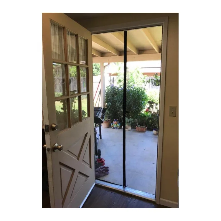 Black Magnetic Mosquito Net Door Screen Curtain