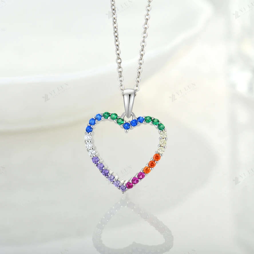 YL 925 Sterling Silver Earrings Necklace Set Rainbow Diamond Cubic Zircon Fashion Jewelry Luxury Jewelry Sets for Women