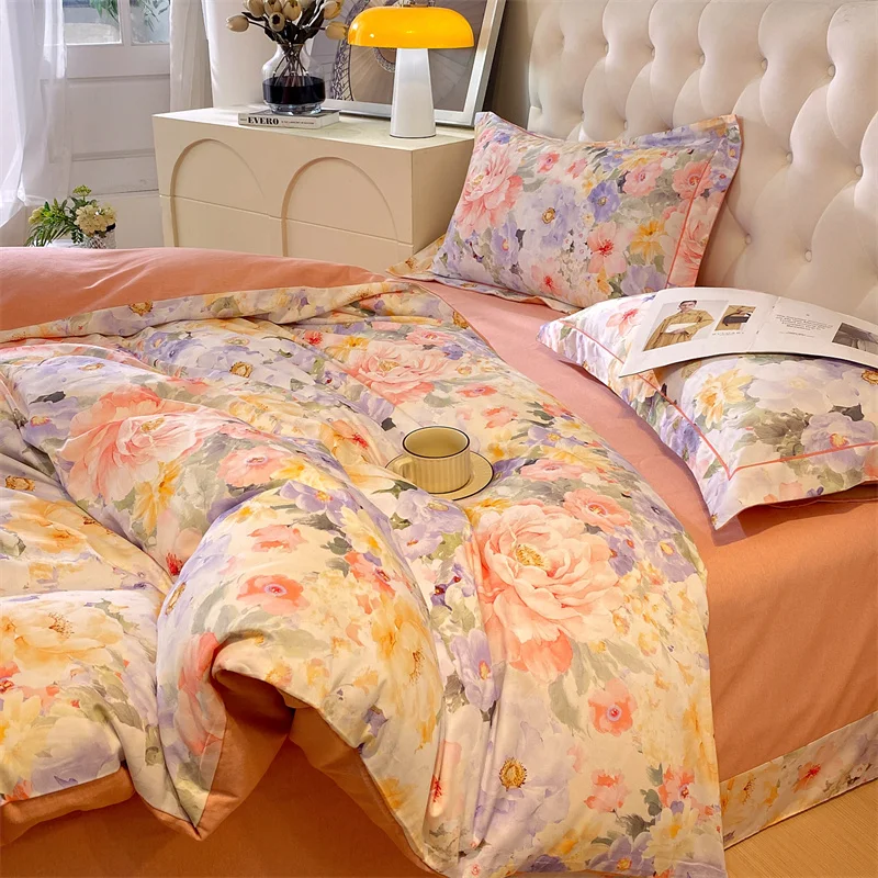 Hot Sale Cotton Fabric Bed Linen Sheets Wholesale Bedding Duvet Cover Set Bed Linen Set Pure French Linen Bedding