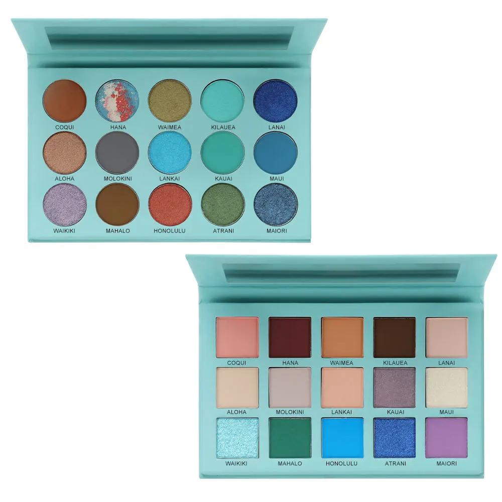 15 colors matte shimmering eyeshadow  26mm round pans and 22mm square pans no brand name no logo Eyeshadow Palette